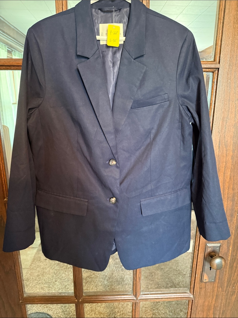 Everlane Navy Single-Breasted Blazer with Notch Lapel
